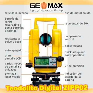 Máy kinh vĩ điện tử Geomax Zipp 02