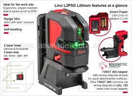 Máy cân mực laser 2 tia xanh treo tường dùng ngoài trời Leica Lino L2P5G